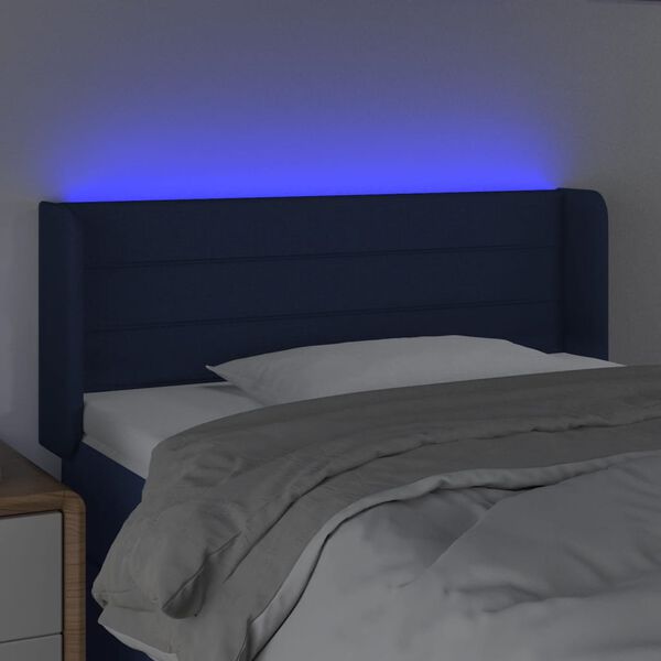 vidaXL Čelo postele s LED modr&eacute; 83 x 16 x 78/88 cm textil