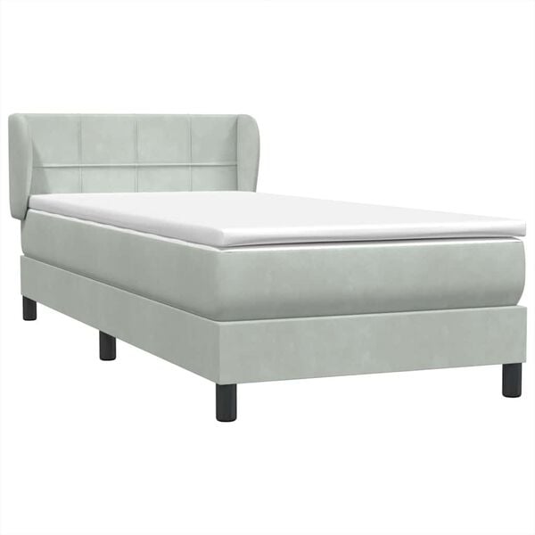 vidaXL Box spring postel s matrac&iacute; světle &scaron;ed&aacute; 90x210 cm samet