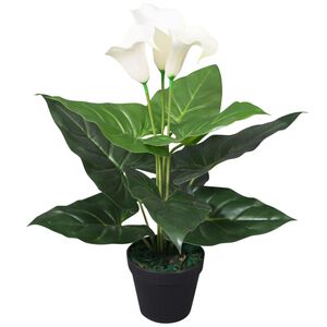 vidaXL Uměl&aacute; rostlina kala s květin&aacute;čem 45 cm b&iacute;l&aacute;