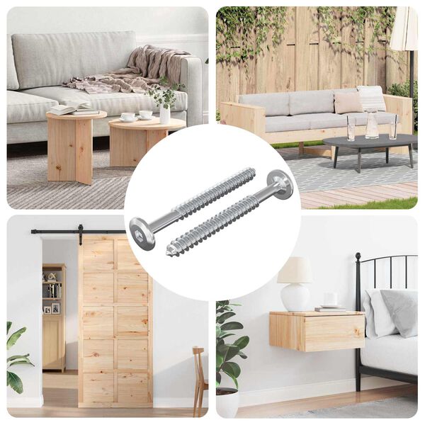 vidaXL Dřevěn&eacute; &scaron;rouby 2 pcs Stř&iacute;brn&aacute; M6 x 70 mm Ocel