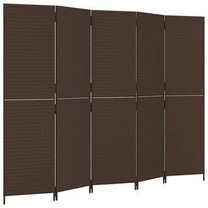 vidaXL Dělic&iacute; stěna 5 panelů hněd&aacute; polyratan