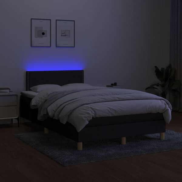 vidaXL Box spring postel s matrac&iacute; a LED čern&aacute; 120x190 cm textil