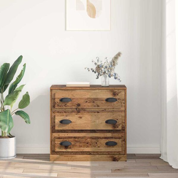 vidaXL Serv&iacute;rovac&iacute; skř&iacute;ň se z&aacute;suvkou Star&eacute; dřevo 70 x 35,5 x 67,5 cm