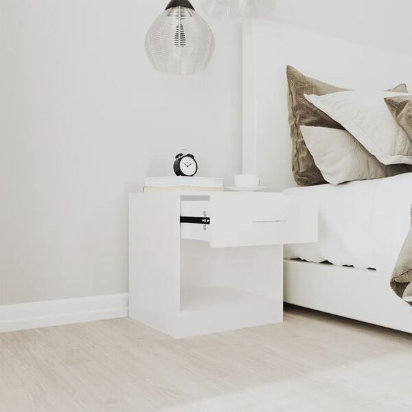 vidaXL Nočn&iacute; stolky 2 ks se z&aacute;suvkou b&iacute;l&eacute; s vysok&yacute;m leskem