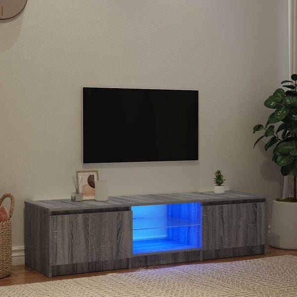 vidaXL TV skř&iacute;ňka s LED osvětlen&iacute;m &scaron;ed&aacute; sonoma 140x40x36 c