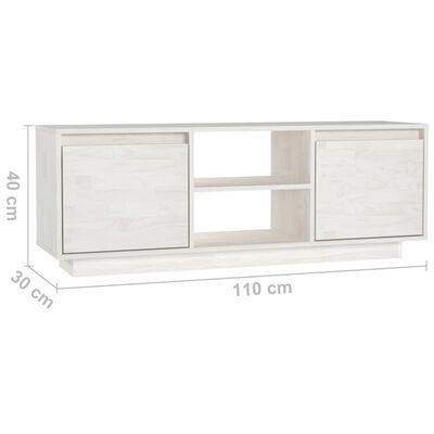 vidaXL TV stolek bílý 110 x 30 x 40 cm masivní borové dřevo