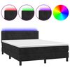 vidaXL Box spring postel s matrac&iacute; a LED čern&aacute; 140x200 cm samet