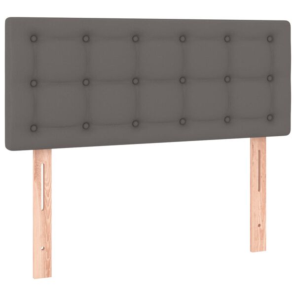 vidaXL Čelo postele s LED &scaron;ed&eacute; 100x5x78/88 cm uměl&aacute; kůže