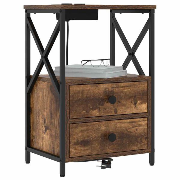 vidaXL Nočn&iacute; skř&iacute;ňka Kouřov&yacute; dub 40 x 31 x 60 cm kompozitn&iacute; dřevo