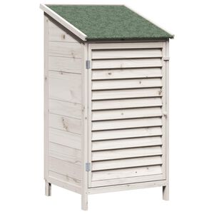 vidaXL Zahradn&iacute; shed B&iacute;l&aacute; 59,5 x 56 x 113,5 cm Masivn&iacute; jedlov&eacute; dřevo