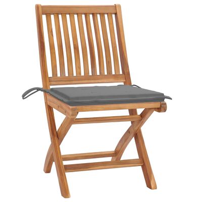 vidaXL Zahradní židle 2 ks šedé podušky masivní teakové dřevo