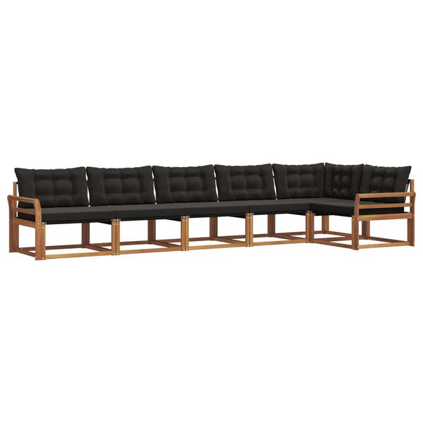 vidaXL Venkovn&iacute; pohovkov&aacute; souprava s pol&scaron;t&aacute;řem 6 pcs Přirozen&aacute; a čern&aacute;