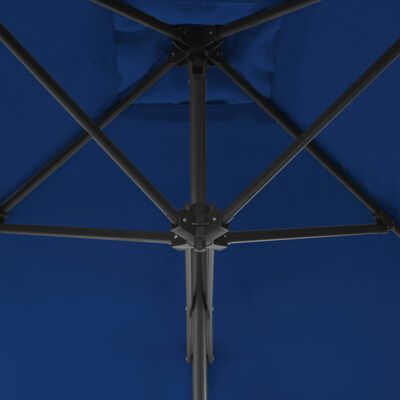 vidaXL Zahradní slunečník s ocelovou tyčí modrý 250 x 250 x 230 cm