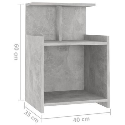 vidaXL Noční stolky 2 ks betonově šedé 40 x 35 x 60 cm dřevotříska