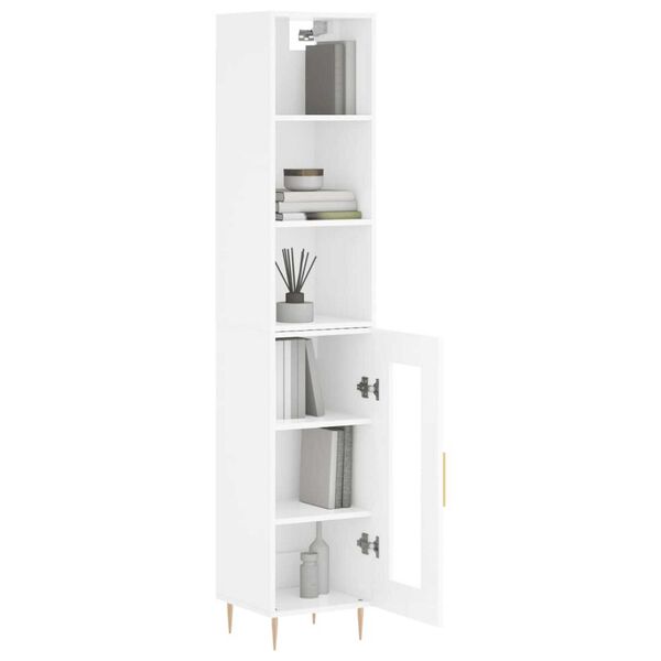 vidaXL Skř&iacute;ň highboard b&iacute;l&aacute; s vysok&yacute;m leskem 34,5x34x180 cm kompozit