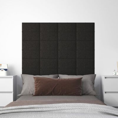 vidaXL Nástěnné panely 12 ks černé 30 x 30 cm textil 1,08 m²