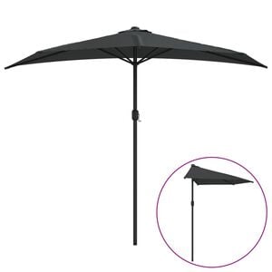 vidaXL Slunečn&iacute;k na balkon hlin&iacute;kov&aacute; tyč antracitov&yacute; 270x144cm půlkruh