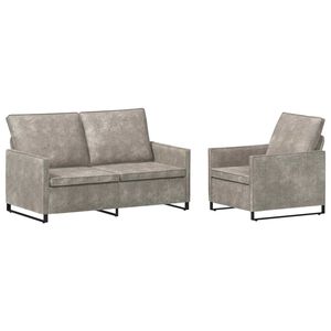 vidaXL Set pohovek 2 pcs Světle &scaron;ed&aacute; Uměl&yacute; semi&scaron;