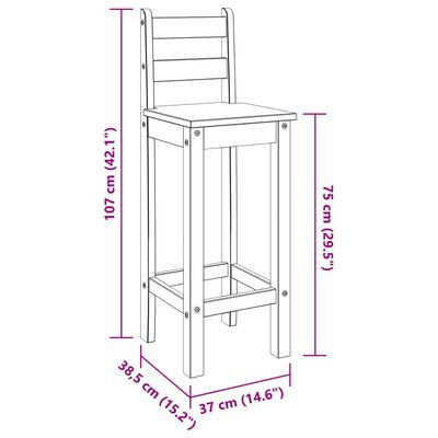 vidaXL Barové židle 2 ks bílé masivní borové dřevo