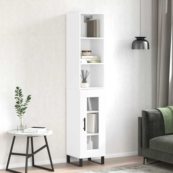 vidaXL Skř&iacute;ň highboard b&iacute;l&aacute; s vysok&yacute;m leskem 34,5x34x180 cm kompozit