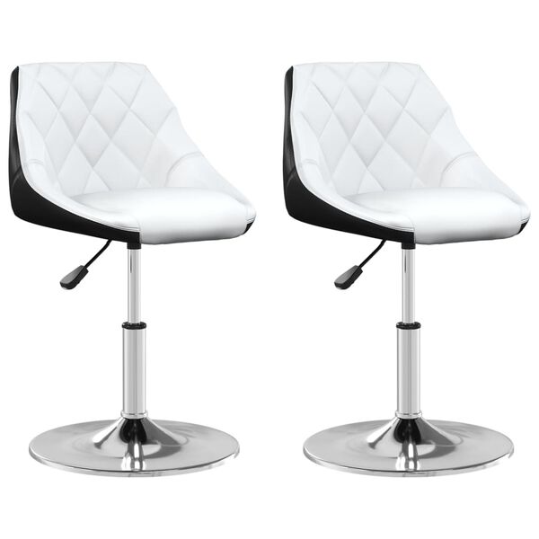 vidaXL Otočn&eacute; j&iacute;deln&iacute; židle 2 ks b&iacute;ločern&eacute; uměl&aacute; kůže