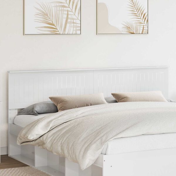 vidaXL Čelo postele Leskl&aacute; B&iacute;l&aacute; 200 cm Kompozitn&iacute; dřevo