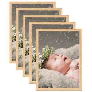 vidaXL Fotor&aacute;mečky kol&aacute;ž 5 ks na stůl světl&yacute; dub 13 x 18 cm
