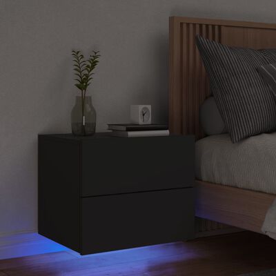 vidaXL Nástěnný noční stolek s LED osvětlením černý