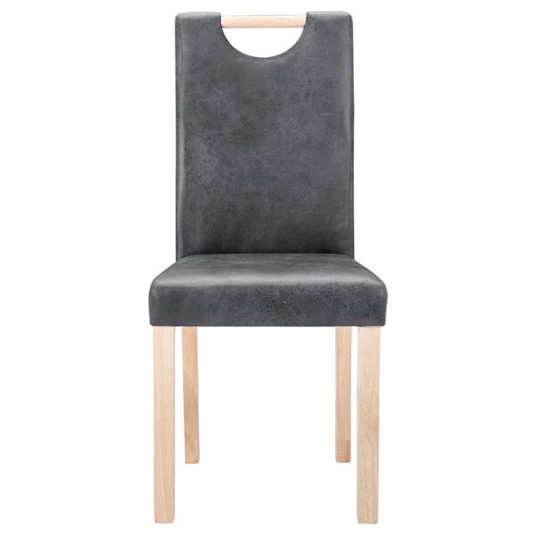 vidaXL J&iacute;deln&iacute; židle 4 ks &scaron;ed&eacute; uměl&aacute; brou&scaron;en&aacute; kůže