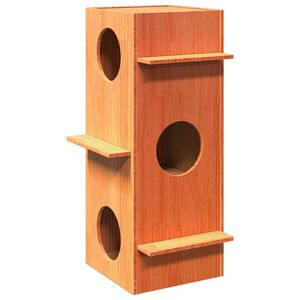 vidaXL Kočič&iacute; domeček voskově hněd&aacute; 43x43x90 cm masivn&iacute; borov&eacute; dřevo