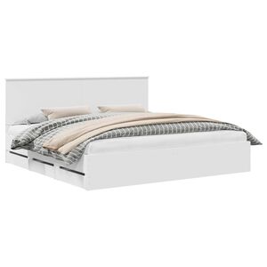 vidaXL R&aacute;m postele se z&aacute;suvkou B&iacute;l&aacute; 200 x 200 cm Inžen&yacute;rsk&eacute; dřevo