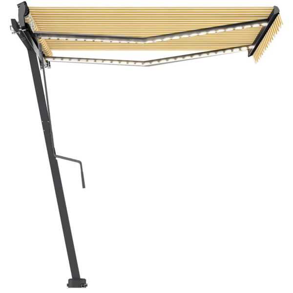 vidaXL Volně stoj&iacute;c&iacute; automatick&aacute; mark&yacute;za 350 x 250 cm žlut&aacute;/b&iacute;l&aacute;