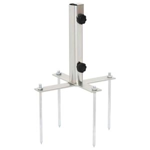 vidaXL Z&aacute;kladna pro slunečn&iacute;k se zemn&iacute;mi hroty &Oslash;32&ndash;38 mm stř&iacute;brn&aacute; ocel