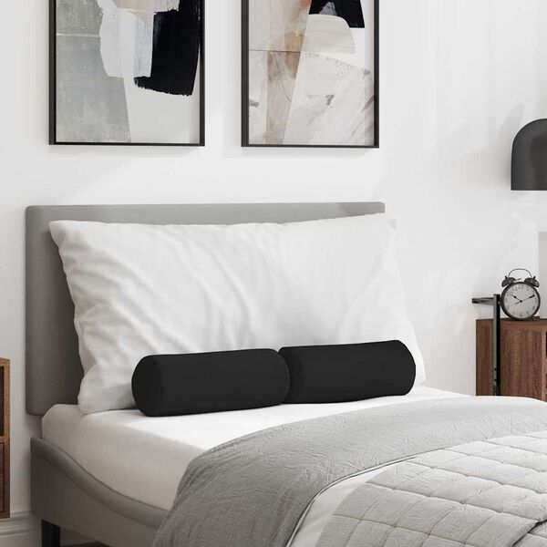 vidaXL Polštáře 2 pcs Černá Ø 15 x 40 cm Mikrovlákno