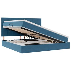 vidaXL Postel s &uacute;ložn&yacute;m prostorem a matrac&iacute; Tmavě modr&aacute; 200 x 200 cm
