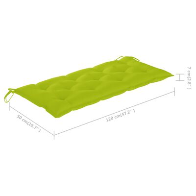vidaXL Houpačka s jasně zelenou poduškou 120 cm masivní teak