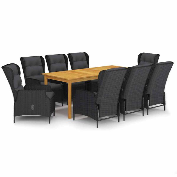 vidaXL 9d&iacute;ln&yacute; zahradn&iacute; j&iacute;deln&iacute; set tmavě &scaron;ed&yacute;