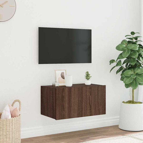 vidaXL N&aacute;stěnn&aacute; TV skř&iacute;ňka s LED osvětlen&iacute;m hněd&yacute; dub 60 x 35 x 31 cm