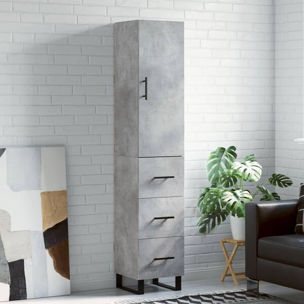 vidaXL Skř&iacute;ň highboard betonově &scaron;ed&aacute; 34,5x34x180 cm kompozitn&iacute; dřevo