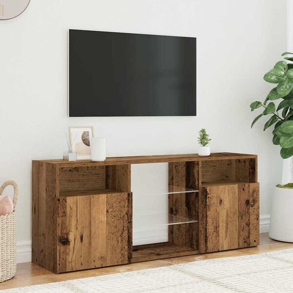 vidaXL TV stolek s LED old wood 120 x 30 x 50 cm kompozitní dřevo
