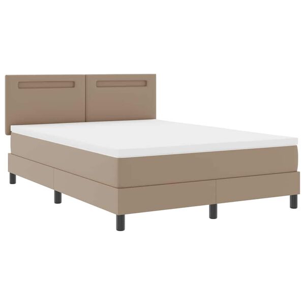 vidaXL Postel s boxspringem s čelo Cappuccino 140 x 190 cm Uměl&aacute; kůže