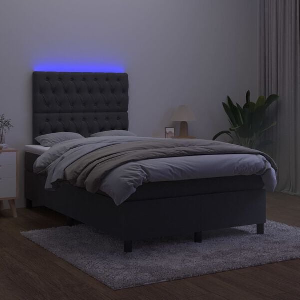 vidaXL Box spring postel s matrac&iacute; a LED čern&aacute; 120x200 cm samet