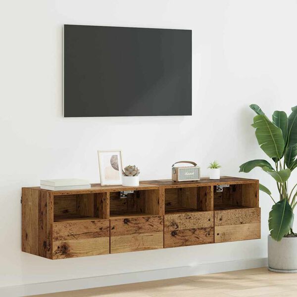 vidaXL Skř&iacute;ňky na TV zeď N&aacute;stěnn&yacute; 2 pcs Star&eacute; dřevo 60 x 30 x 30 cm