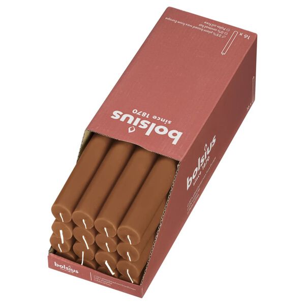 Bolsius Stoln&iacute; sv&iacute;čky Shine 16 ks 27 cm kořeněně hněd&eacute;