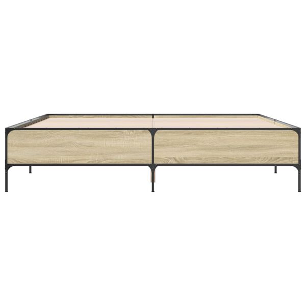 vidaXL R&aacute;m postele dub sonoma 200 x 200 cm kompozitn&iacute; dřevo a kov