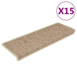 vidaXL Samolep&iacute;c&iacute; n&aacute;&scaron;lapy na schody vzhled sisal 15 ks 65x21x4 cm