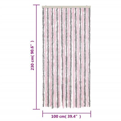 vidaXL Závěs proti hmyzu stříbrošedý a růžový 100 x 230 cm žinylka