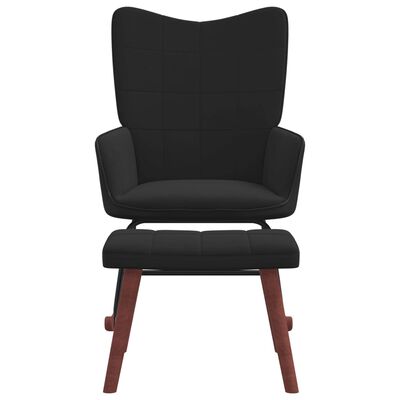 vidaXL Houpací křeslo se stoličkou černé samet a PVC