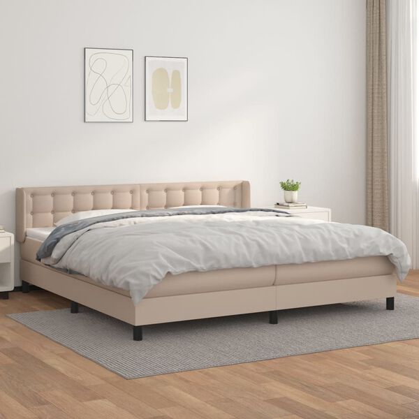 vidaXL Box spring postel s matrac&iacute; cappuccino 200 x 200 cm uměl&aacute; kůže