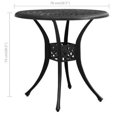 vidaXL Zahradní stůl černý 78 x 78 x 72 cm litý hliník